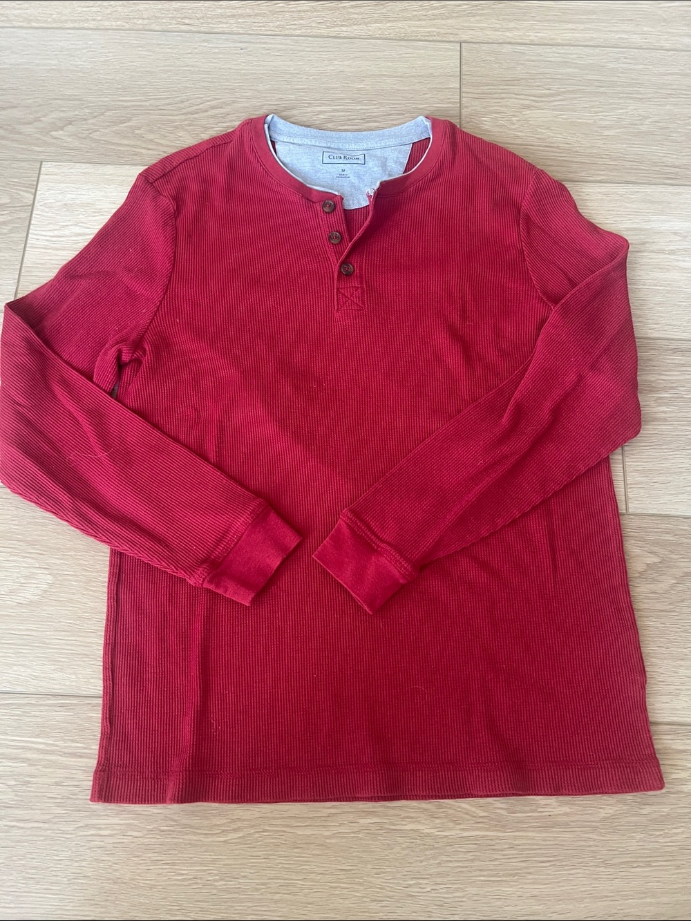 Club Room Red Long-Sleeve Henley Thermal